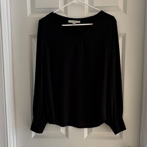 LOFT Classic Black V-Neck Blouse